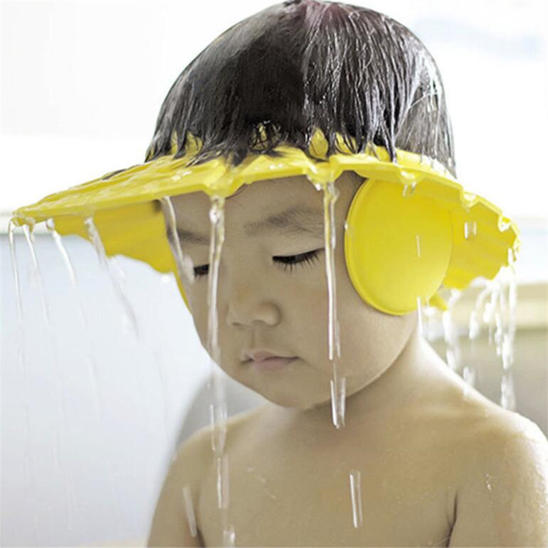 2PCS Sichere Shampoo Dusche Baden Bad Schützen Weiche Kappe Hut Für Baby Waschen Haar Schild Bebes Kinder Baden Dusche kappe Hut Kinder