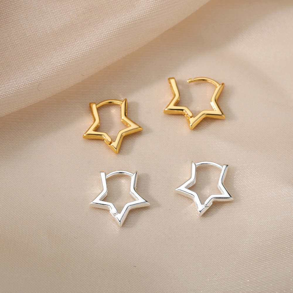 Pendientes de estrella geométricos para mujer, pendiente de aro de estrella de acero inoxidable, joyería para niña, abalorio de regalo, accesorios hipoalergénicos Brincos