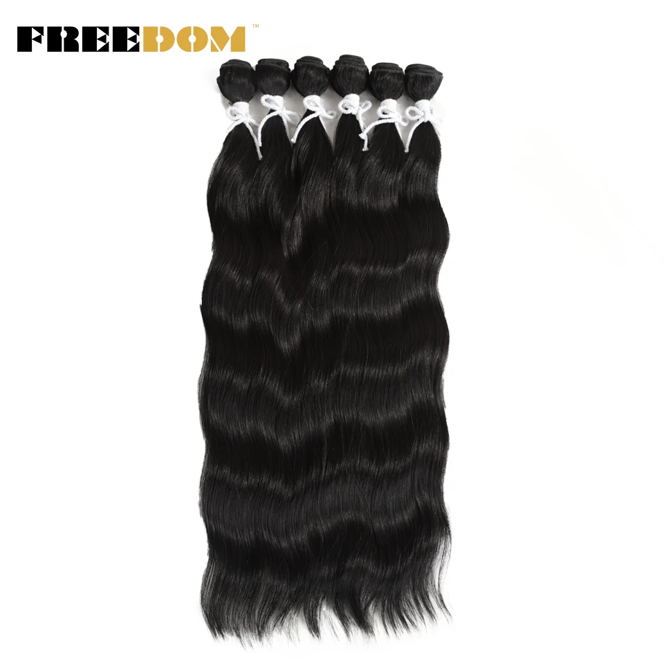 Tự Do Tự Nhiên Sóng Bó Tóc Tổng Hợp Phần Mở Rộng Ombre Mái Tóc Vàng Dệt Lưng 6 Cái/gói 20 Inch Chịu Nhiệt Sợi