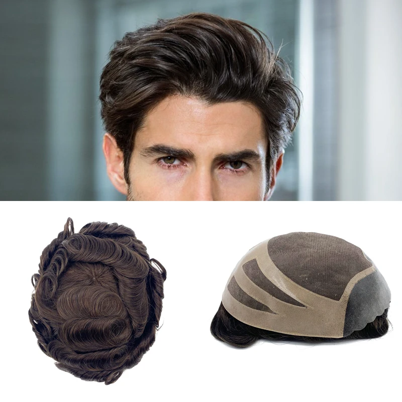 Pedidos personalizados multi-cor cabelo humano masculino peruca sistema de substituição remy hai mono renda com poli bond