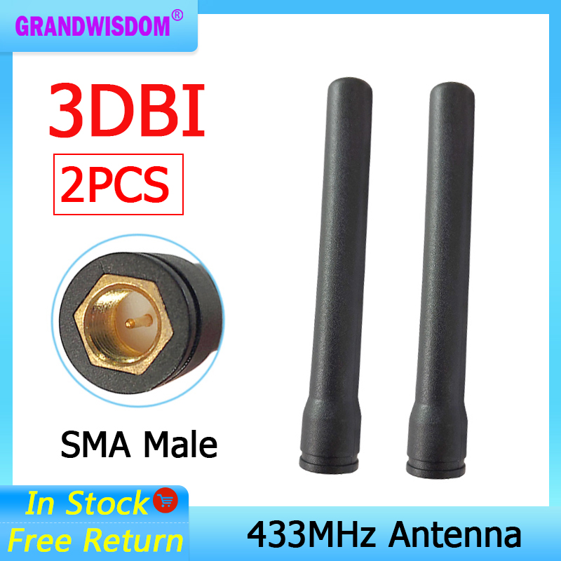 GWS 2PCS 433MHz antenne 3dbi SMA Stecker 433 mhz antenne gummi antenne IOT drahtlose wasser meter gasmeter Lorawan Emeter