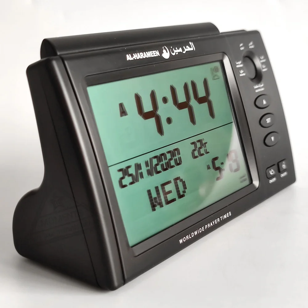 Hồi Giáo Cầu Nguyện Đồng Hồ Đa Azan Âm Thanh Qibla Hướng Hijiri Lịch Báo Lại Và Màn Hình LCD Lớn Để Bàn Thời Gian Cho Tất Cả lời Cầu Nguyện
