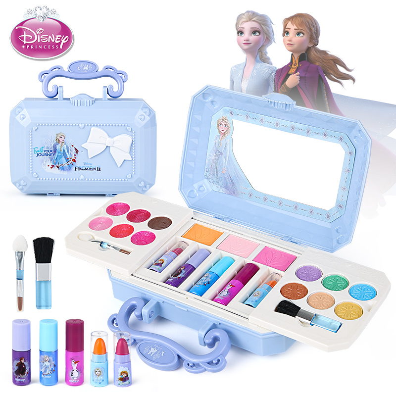 CUTEDisney oryginalne nowe dziewczyny mrożone księżniczka elza kosmetyki zestaw do makijażu real Beauty pudełko do makijażu z pudełkiem dla dzieci prezent gwiazdkowy