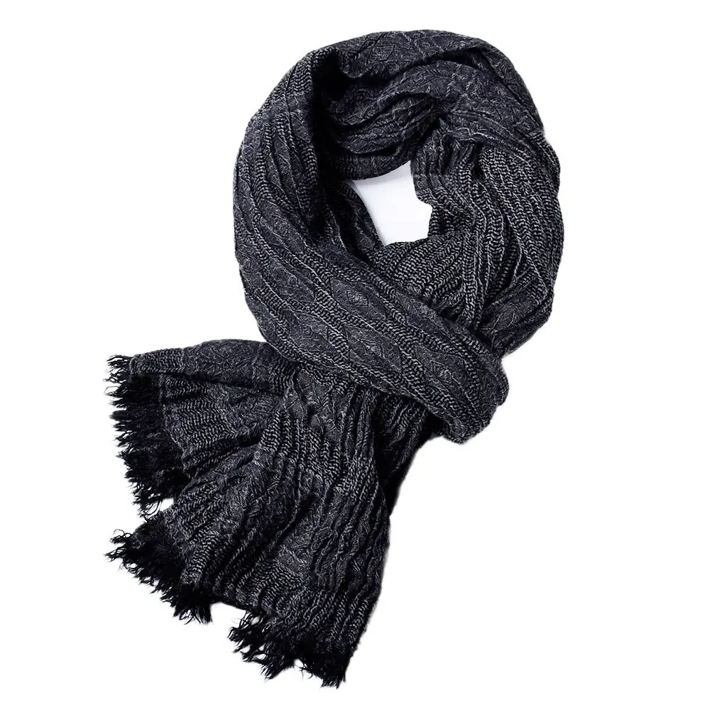Bufanda de algodón y lino a la moda para hombre, Pashmina cálida para otoño e invierno, Bufanda informal con borlas, bufandas para hombre, bufandas negras y marinas