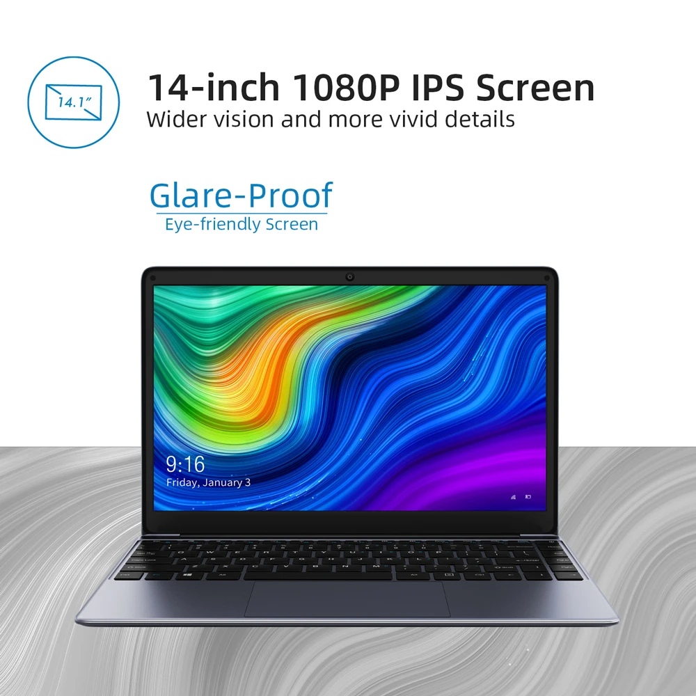 CHUWI HeroBook Pro 14.1" 1920x1080 Resolução Intel Celeron N4020 Dual Core Windows 10 OS 8GB RAM 256GB SSD Laptop com Mini HD