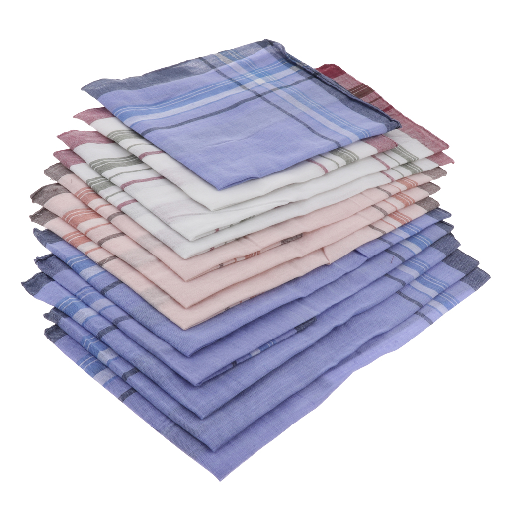 12 stücke Mode Männer Plaids Baumwolle Taschentücher Tasche Platz Taschentücher set 36x37cm