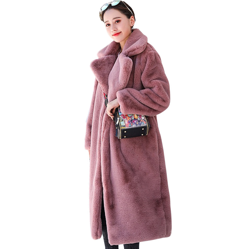 女性用ベルト付きフェイクファーコート,折り返し襟,ロング,厚手,暖かい,冬,ニューコレクション2023