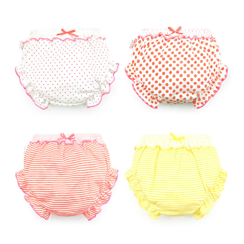 3 unid/lote de bragas 100% de algodón para bebés, calzoncillos de puntos a rayas con lazo sólido a la moda para niños y niñas, calzoncillos suaves