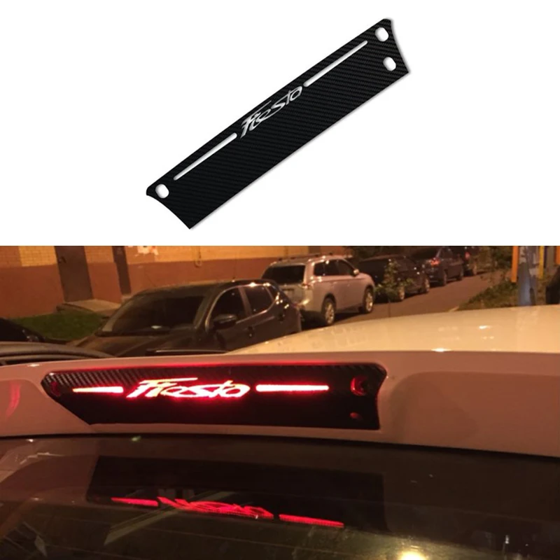 Luz de freno trasera de fibra de carbono, cubierta decorativa, pegatinas, funda para ford fiesta Hatchback 2009-2015, accesorios de estilo para coche, 1 ud.