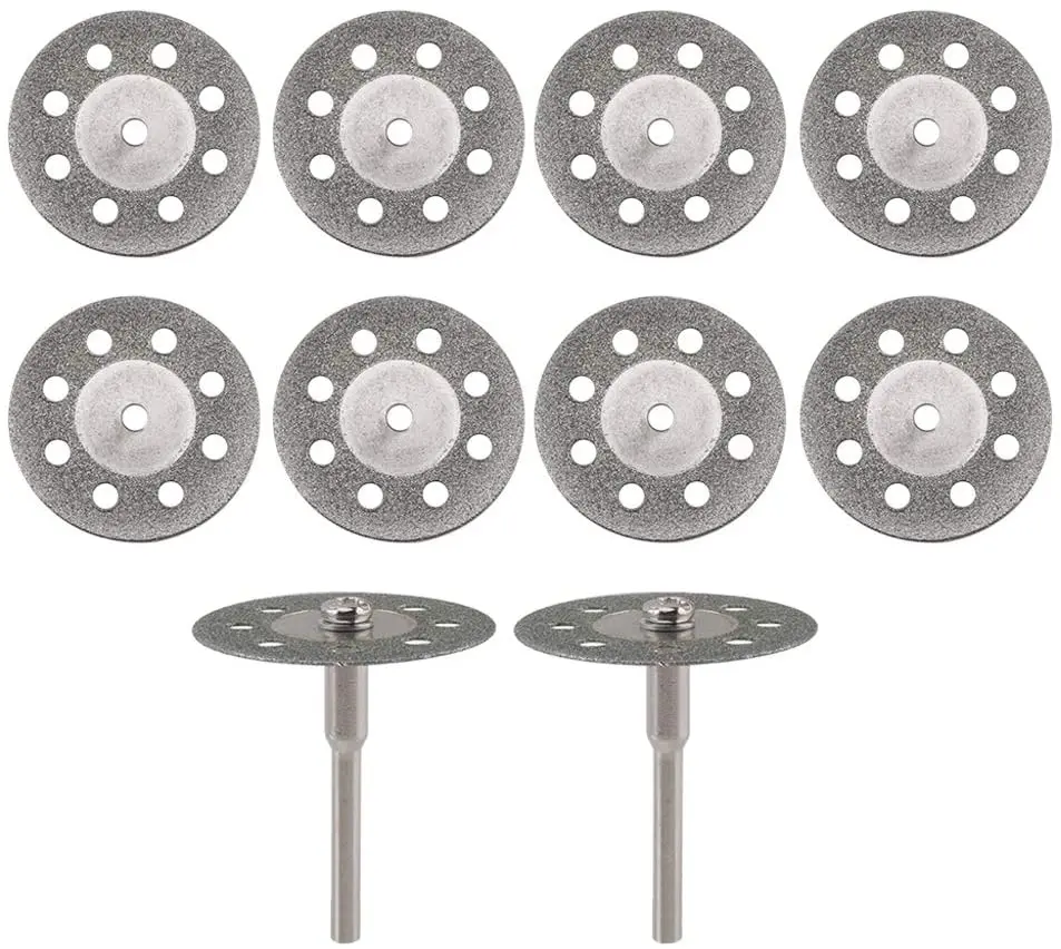 Piezas de sierra de diamante Blade12 con mandril de 3mm, herramientas rotativas Dremel, Mini disco de corte, piedra, vidrio, azulejo, corte de Metal, 20-30mm
