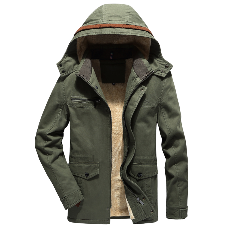 Jaket Mantel Musim Dingin Terbaru Jaket Tahan Angin Tebal Bertudung Pria Jaket Katun Kualitas Tinggi Jaket Militer Pria Hijau Tentara Khaki