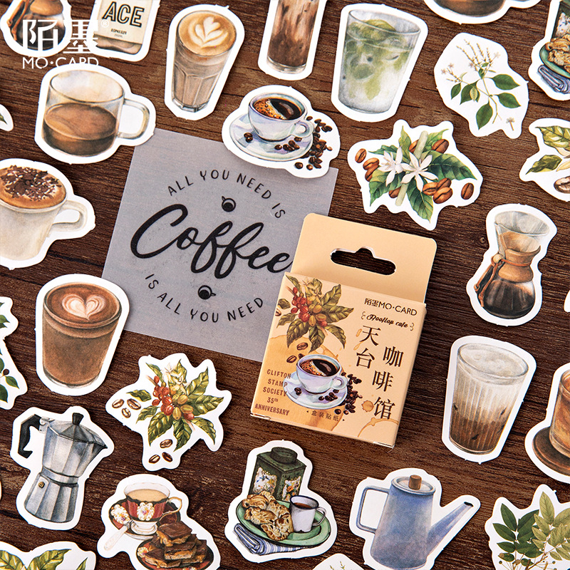 45 pçs/caixa vintage telhado café adesivos conjunto scrapbooking adesivos para diário planejador diy artesanato álbum de fotos adesivos