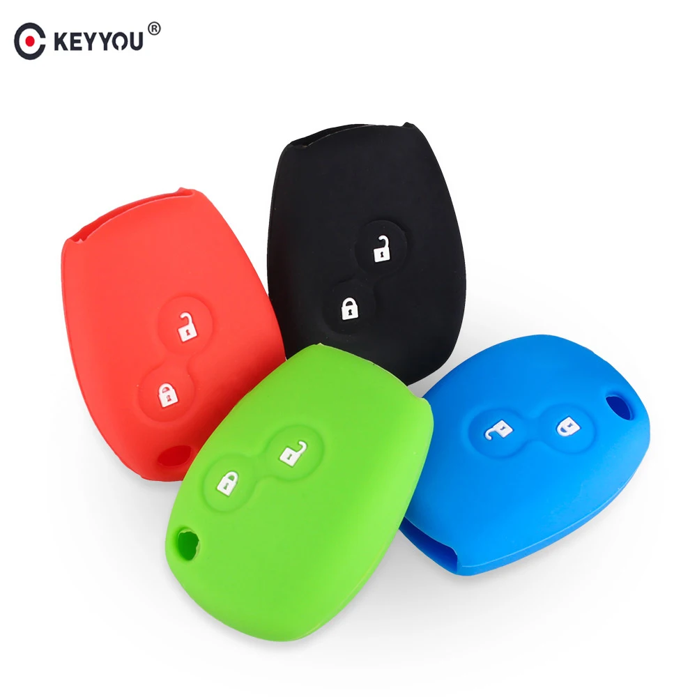 KEYYOU-funda de goma de silicona para llave, 2 botones, para Renault Clio Scenic Megane Duster Sandero Captur Twingo Modus, llave remota de coche