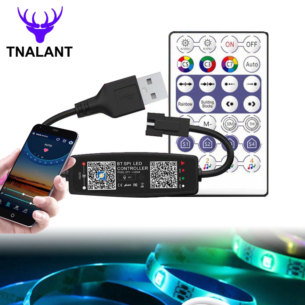 WS2812B Led Pixel Streifen Controller Bluetooth Musik Smart Led Licht Controller WS2812 SK6812 APA102 DC5V