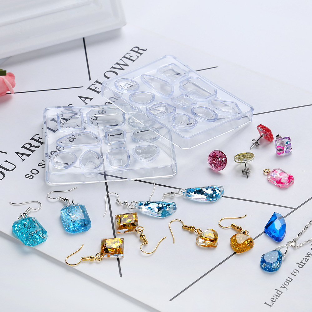 ยางโปร่งใสคริสตัลอีพ็อกซี่เรซินแม่พิมพ์ DIY ต่างหูขนาดเล็ก Faceted อัญมณีแม่พิมพ์สำหรับเรซิ่น