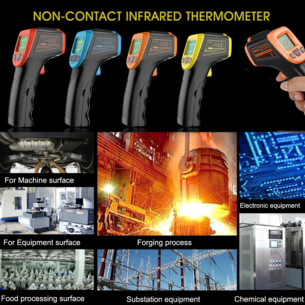 Digital Infrared Thermometer Non-Contact Pyrometer High Temperature Gun -50~600℃/-58~1112℉ Laser-Pointer Infrared IR Thermometer