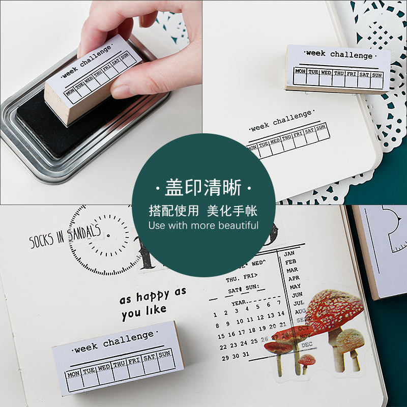 Sổ Tay Chức Năng Ghi/Thời Gian/Hàng Ngày/Thách Thức Tự Làm Bằng Gỗ Cao Su Tem Cho Thêu Sò Văn Phòng Phẩm Trang Trí Văn Phòng Supplie Bộ
