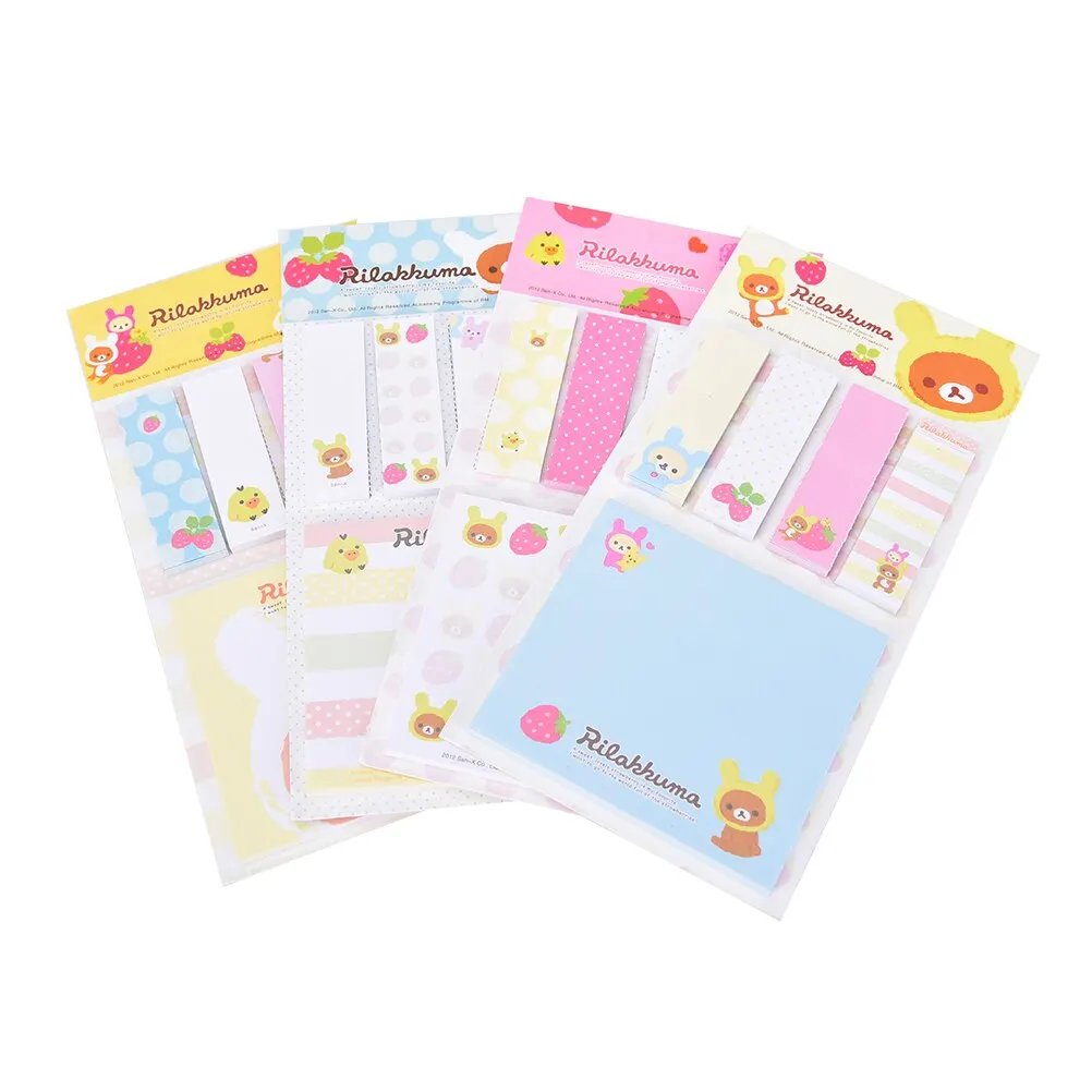 Rilakkuma Hoạt Hình Dễ Thương Gấu Giấy Dán Ghi Chú Memo Pad Dùng Học Quy Hoạch Dán Giấy Đánh Dấu Trang Hàn Quốc Văn Phòng Phẩm