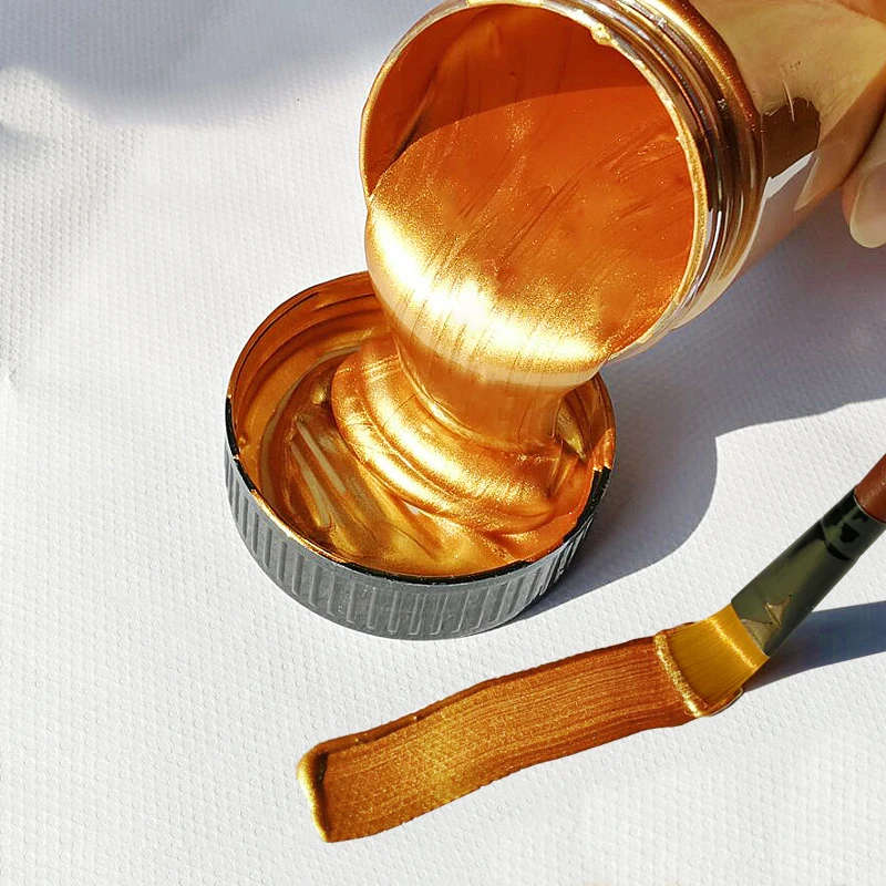 60 ml Goldfarbe, metallische Acrylfarbe, wasserfest, nicht verblasst, zum Färben von Statuen, DIY-Handkleidung, bemalte Graffiti-Pigmente