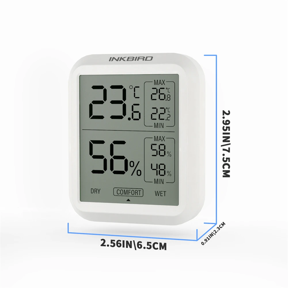 INKBIRD Nhiệt Kế Kỹ Thuật Số Và Nhiệt Ẩm Kế ITH-20 Liền Đọc Nhiệt Độ Đồng Hồ Đo Độ Ẩm Màn Hình Cho Trong Nhà/Ngoài Trời 2.8Inch