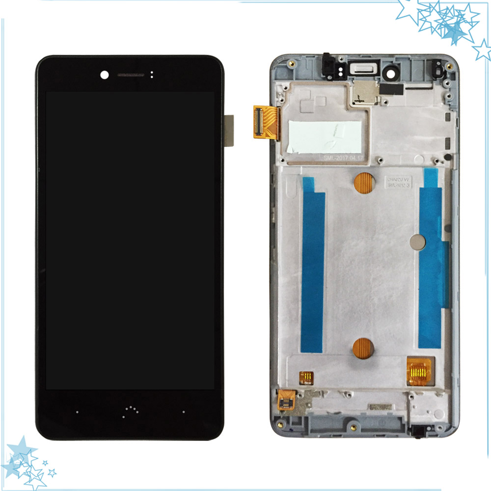 Untuk BQ Aquaris U Plus/U Lite Tampilan LCD + Layar Sentuh Digitizer Assembly untuk BQ U LCD Pantalla Tacil Con Marco dengan Bagian Bingkai