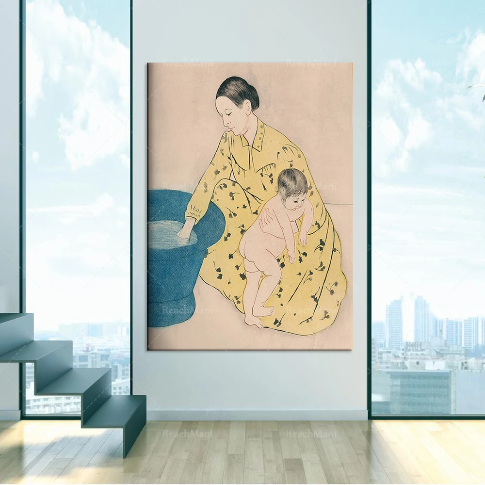Lukisan Mandi Mary Castatt Terkenal Cetakan Seni Poster Antik, Cetakan Museum