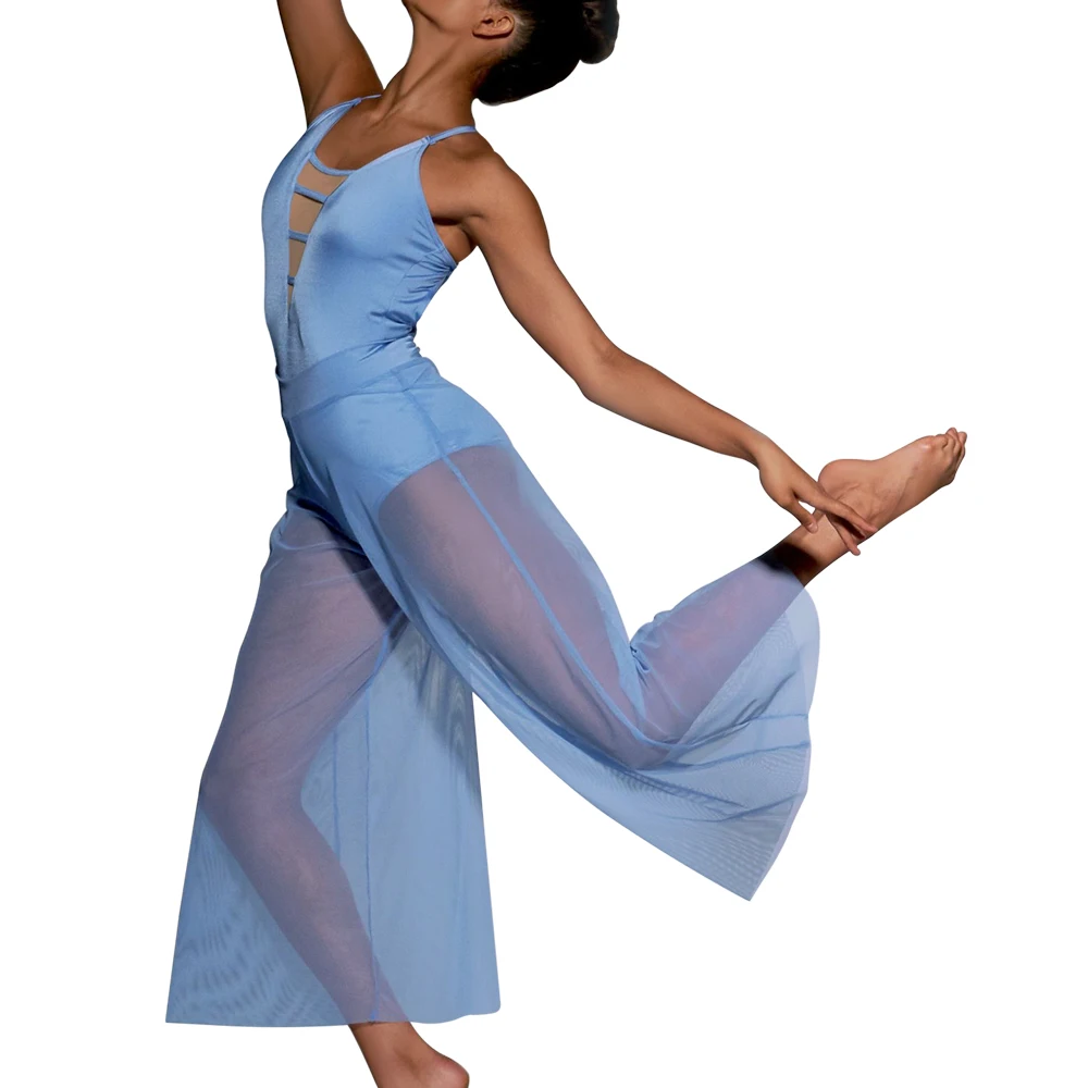 Midee 2 peça moderno traje de dança lírica camisole leotardo e calças de perna larga roupa de dança de balé contemporâneo desgaste de dança