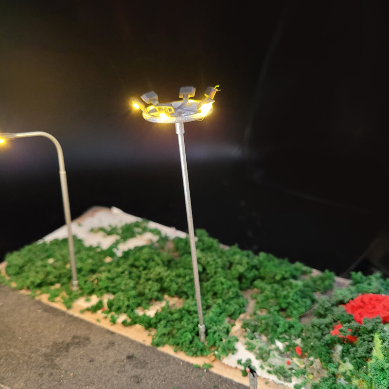 Ho Skala Modell Lampe Turm Beleuchtung 12v Modell Lichter Layout Laternenpfahl Zug Spielplatz Stadion Overhead Licht Warm/kalt weiß