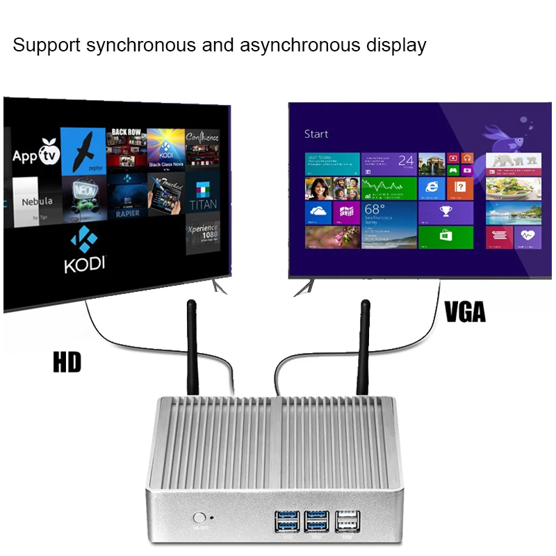 BEBEPC Quạt Không Cánh Mini PC HTPC Windows 10 Pro Intel Core I5 4200U Celeron DDR3L WiFi HD USB Văn Phòng Descktop Máy Tính văn Phòng Minipc
