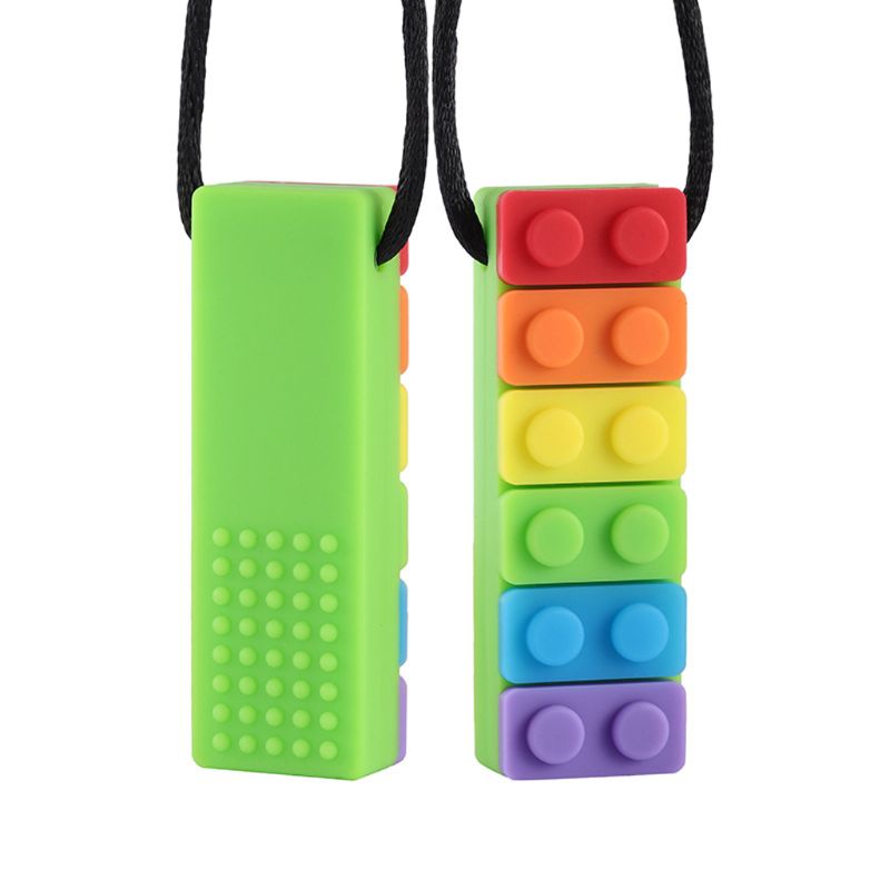 1Pc Sensory Chew สร้อยคออิฐ Chewy เด็กซิลิโคนกัดดินสอ Topper ของเล่น Teether ซิลิโคน Teether สำหรับเด็กออทิสติก