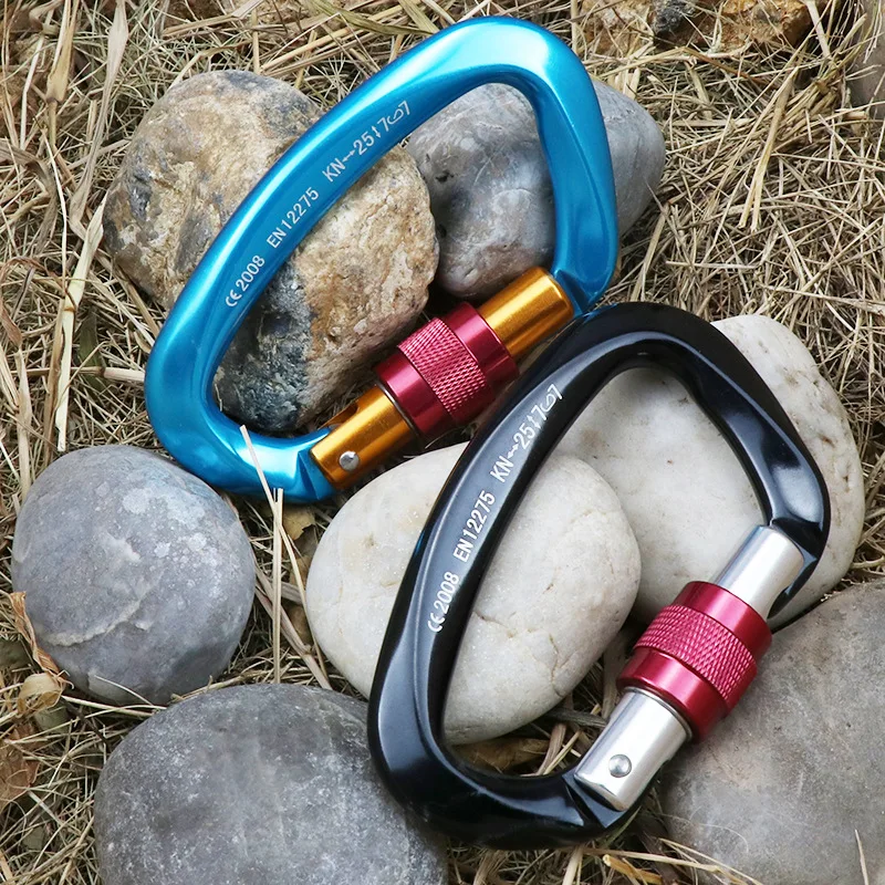 25KN Chuyên Nghiệp Leo Núi Carabiner Hình Chữ D Nhôm Hàng Không An Toàn Khóa Leo Núi Ngoài Trời Ascend Leo Núi Thiết Bị