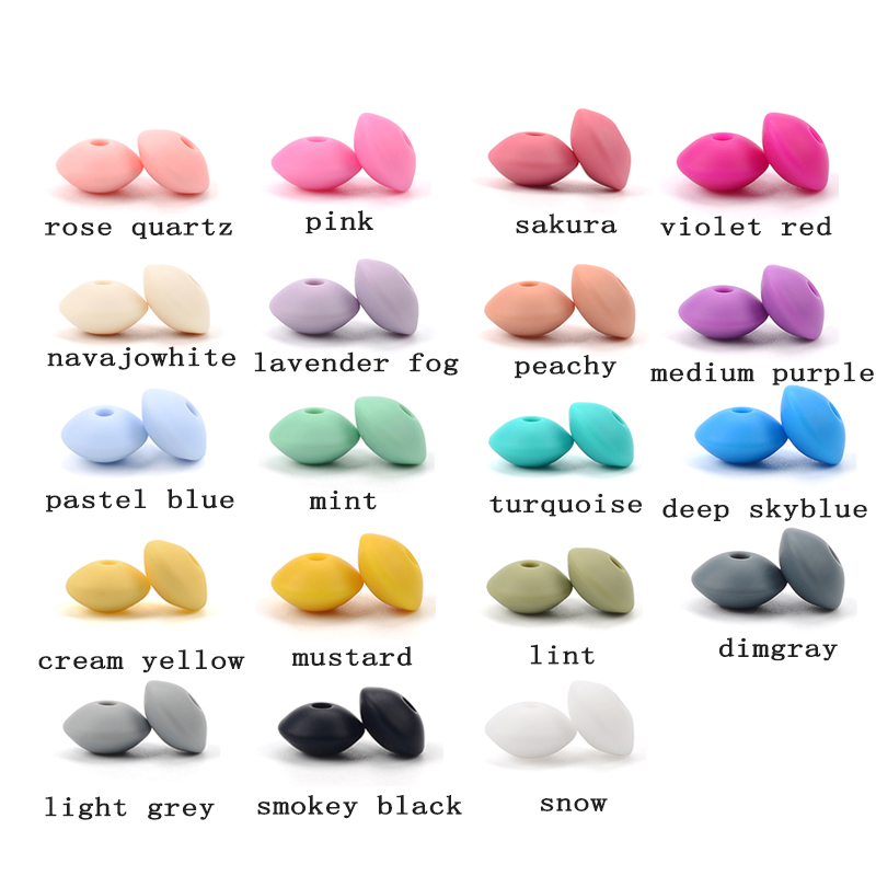 50 unids/lote de cuentas de lentejas de silicona de 12mm, sin BPA, dijes DIY, accesorio de lactancia para recién nacido, collar de dentición, juguete para la dentición