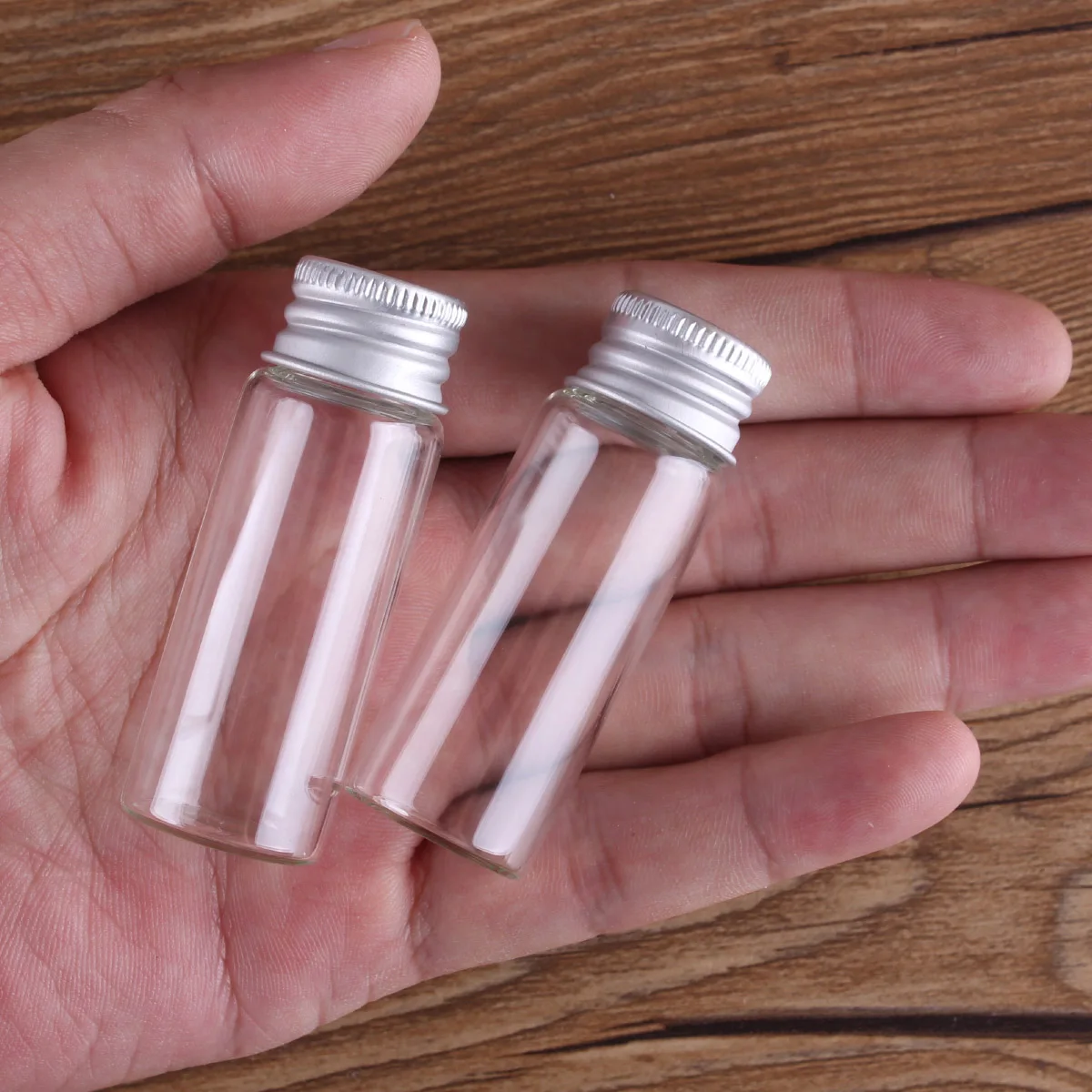 10 Món 5Ml/6Ml/7Ml/10Ml/14Ml/18Ml/20Ml/25Ml/30Ml Chai Thủy Tinh Với Nhôm Nắp Đậy Nhỏ Mini Lọ Thủy Tinh 9 Kích Thước U-Đựng