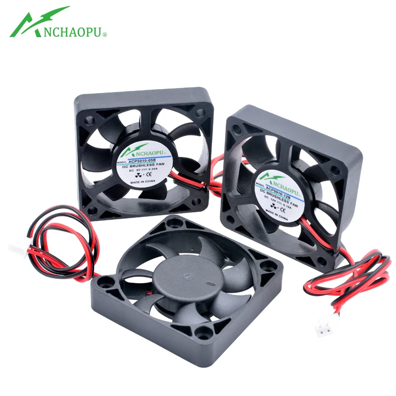 ACP5010 5 см 50 мм вентилятор 50x50x10 мм DC5V 12V 24V 2-контактный охлаждающий вентилятор подходит для микро-корпуса, маршрутизатора, инвертора, зарядного устройства