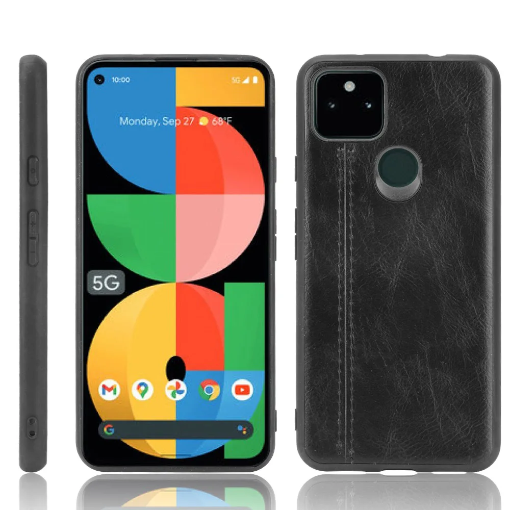 Untuk Google Pixel 5a 5G Casing Kulit Anak Sapi Rute PU Kulit PC Penutup Tas Ponsel Keras untuk Google Pixel 5a 5G Casing Pixel5a