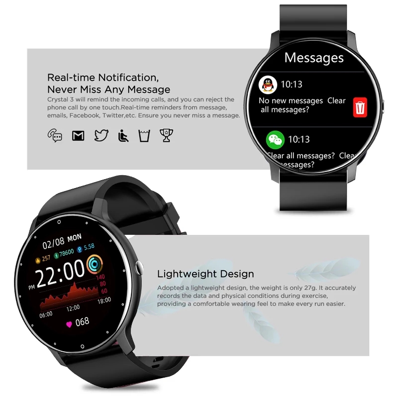 LIGE Smart band Watch da uomo Previsioni meteo in tempo reale Activity Tracker Orologi Sport da donna Smart Watch da donna per Xiaomi Watch