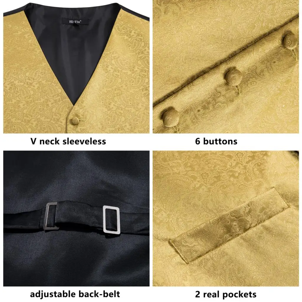 ยี่ห้อใหม่ชายเนคไท Hankerchief Cufflinks ผ้าไหมชายเสื้อกั๊กชุดสำหรับชุดสีดำสีเทาสีแดงสีน้ำเงินสีชมพูสีชมพู