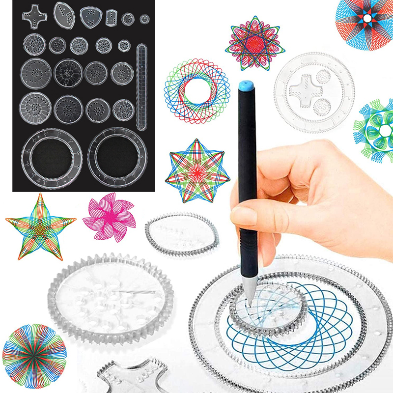 40 Chiếc Xước Rainbow Giấy Tờ Cổ Điển Gear Bộ Vẽ Họa Tiết Spirograph Bộ Động Vật Hình Học Tranh Stencils Cai Trị Trẻ Em Nghệ Thuật Carft Đồ Chơi