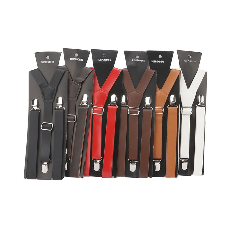 PU หนังสายรัดข้อมือ25มม.บุรุษ/ผู้หญิง Y กลับหนัง Suspenders