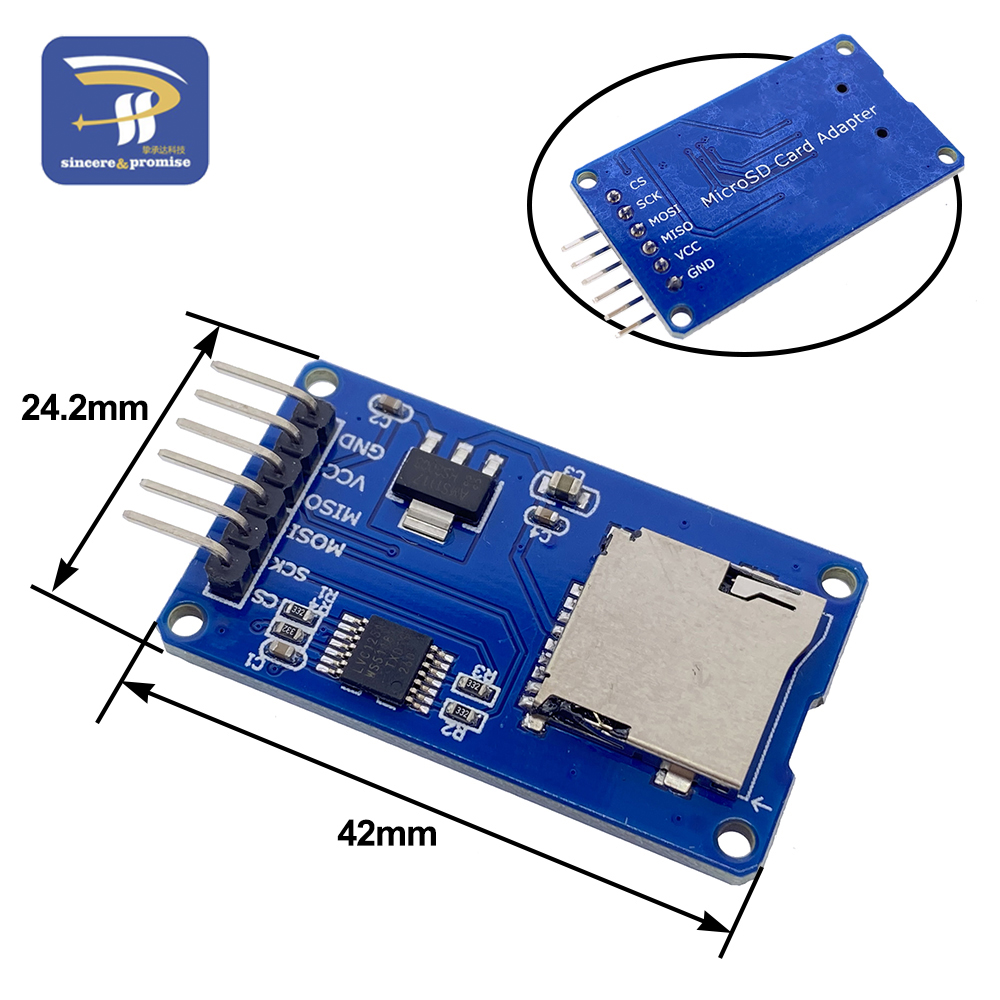 Tarjeta Micro SD Mini módulo lector de tarjetas TF interfaces SPI con chip convertidor de nivel 5V/3,3 V para Arduino KIT DIY