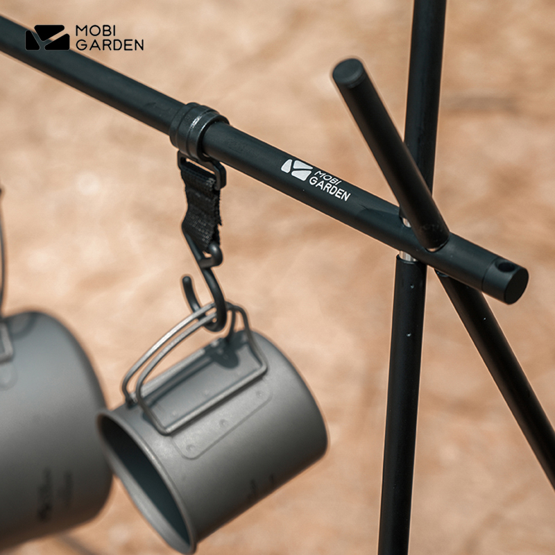 MOBI taman luar ruangan berkemah, rak gantung paduan aluminium 8kg bantalan berat segitiga peralatan makan kait penyimpanan pakaian piknik