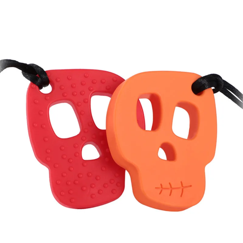 Mới Cho Bé Miếng Dán Đầu Lâu Nhai Vòng Cổ Silicone Cho Bé Miếng Dán Cảm Quan Chewelry Đồ Chơi Tự Kỷ Trị Liệu Dụng Cụ Đặc Biệt Cần ADHD