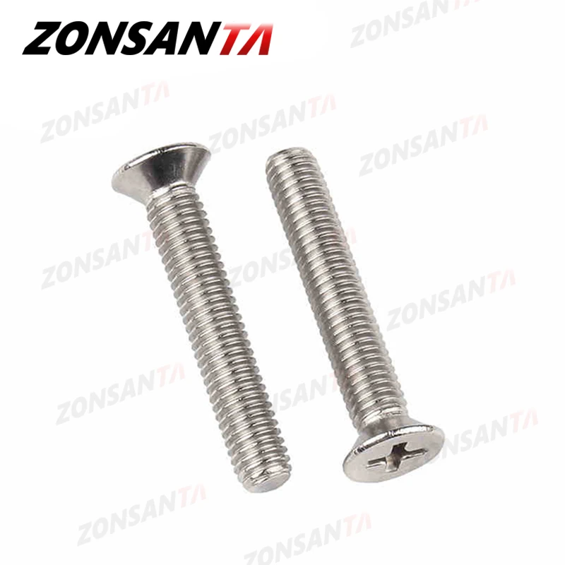ZONSANTA M1.6 M2 M2.5 M3 M4 M5 M6 Mini Micro Nhỏ 304 Chữ Thập Bằng Thép Không Gỉ Phillips Phẳng Bu Lông Countersunk Đầu đồ Nội Thất Vít