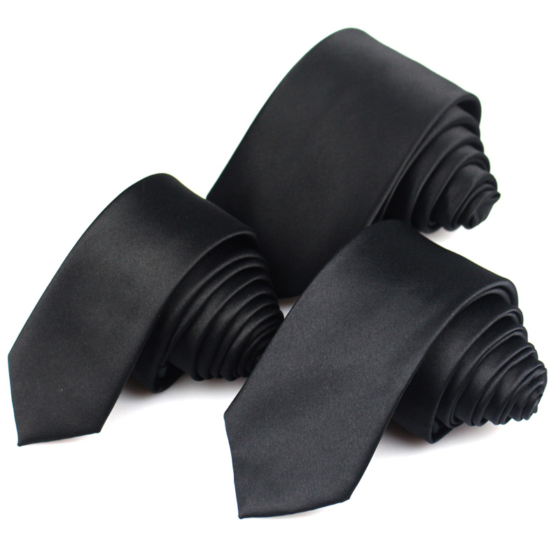 Corbatas de cuello negras para hombres y mujeres, trajes casuales, corbata sólida, corbatas delgadas para hombres, corbatas de negocios para bodas