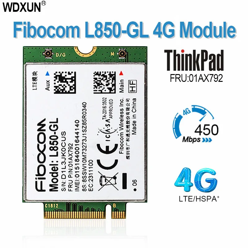 Fibocom L850-GL Карта M.2 01AX792 Беспроводной модуль 4G LTE ThinkPad X395 X1 Carbon Gen6 X280 T580 T480s L480 X1 Yoga Gen 3 L580