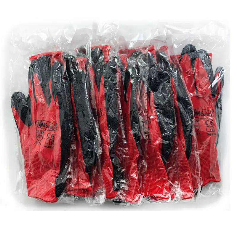 24 ชิ้น/12 คู่ Latex Grip ความปลอดภัยถุงมือทํางานการก่อสร้างสวนอุตสาหกรรมถุงมือโพลีเอสเตอร์สําหรับชายหรือหญิง