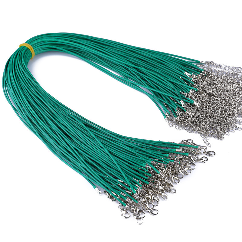 50 ชิ้นที่มีสีสันหนังเชือกเทียนสร้อยคอสร้อยคอจี้สําหรับ DIY Handmade Lobster Clasp String เครื่องประดับโซ่อุปกรณ์เสริม