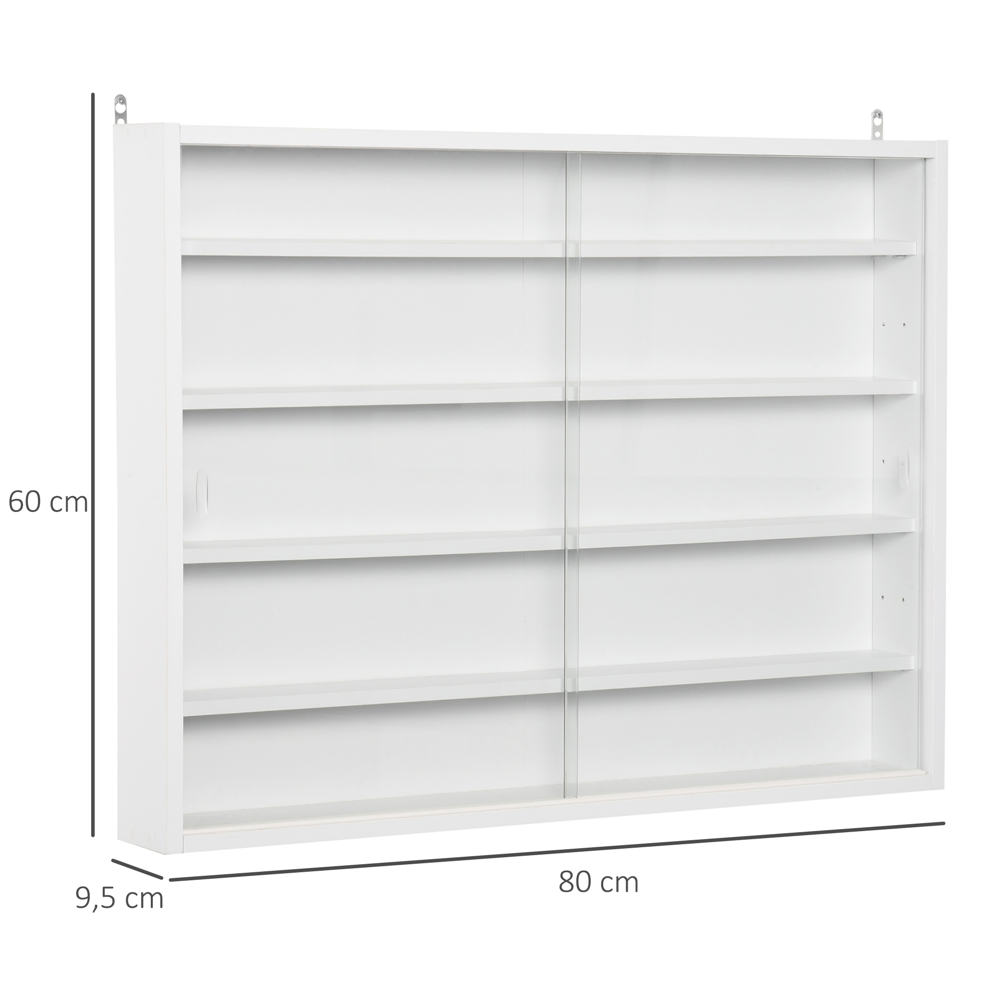 Homcom Vitrine murale pour collections avec étagères réglables et portes en verre