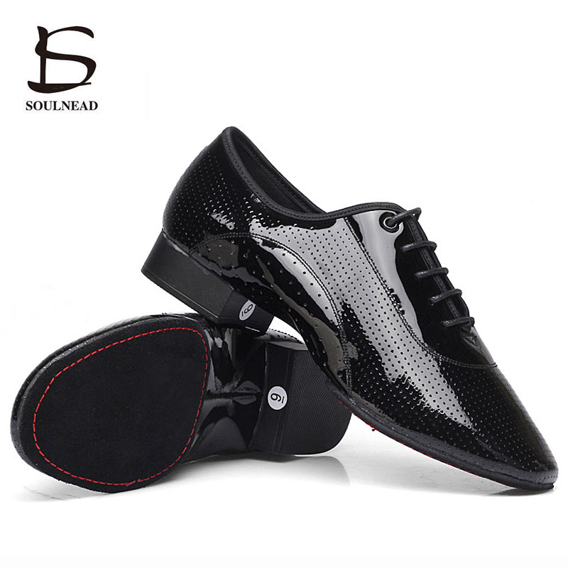 Sapatos de dança latina dos homens padrão sapatos de dança de salão preto couro genuíno prática competição masculino salsa sapato de dança moderna