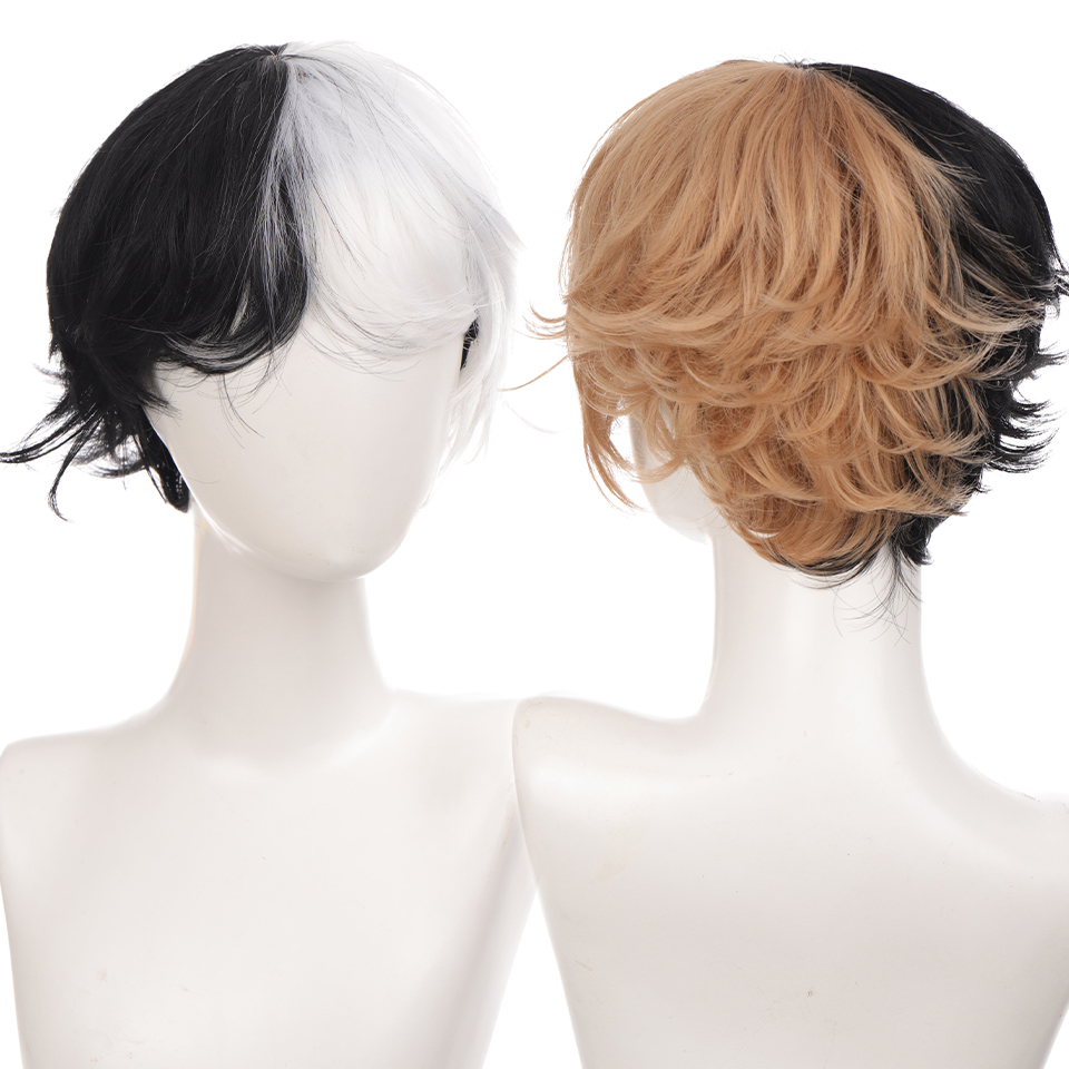BUQI สังเคราะห์วิกผมสั้นสีบลอนด์สีน้ำตาลเท็จทุกวันปาร์ตี้คอสเพลย์ Wigs สำหรับผู้หญิงสาว Boy สูงอุณหภูมิเส้นใย
